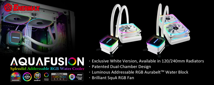 ENERMAX Expands AQUAFUSION ARGB Liquid Cooler Series with White Version