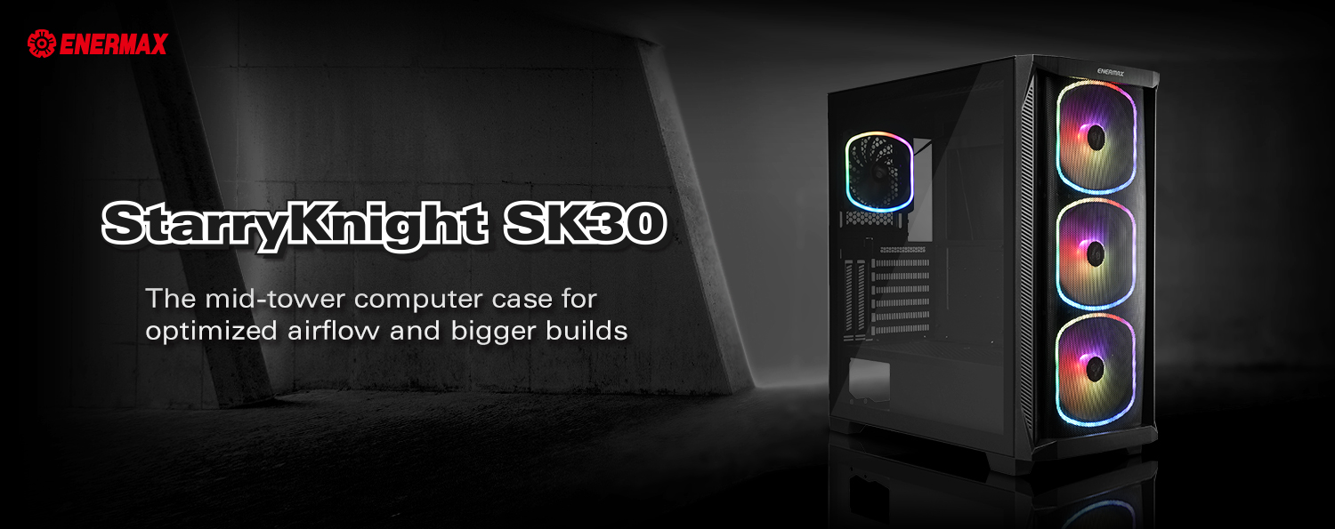 ENERMAX Intros a Mid-Tower Computer Case with 4 Squa RGA Fans,  Starryknight (SK30)