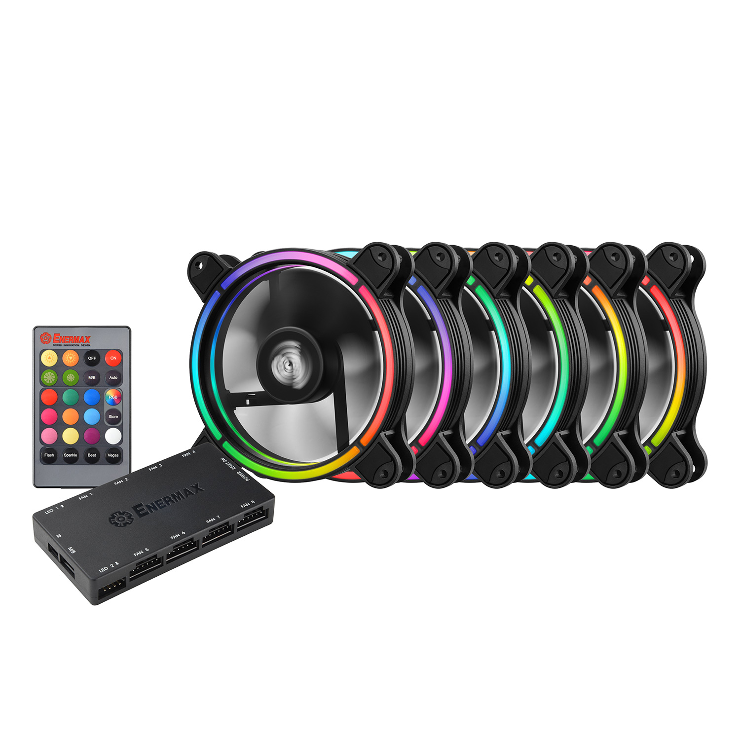 T.B. RGB 120mm RGB PWM PC Case Fan, 6 Pack with 3-in-1 Remote Control