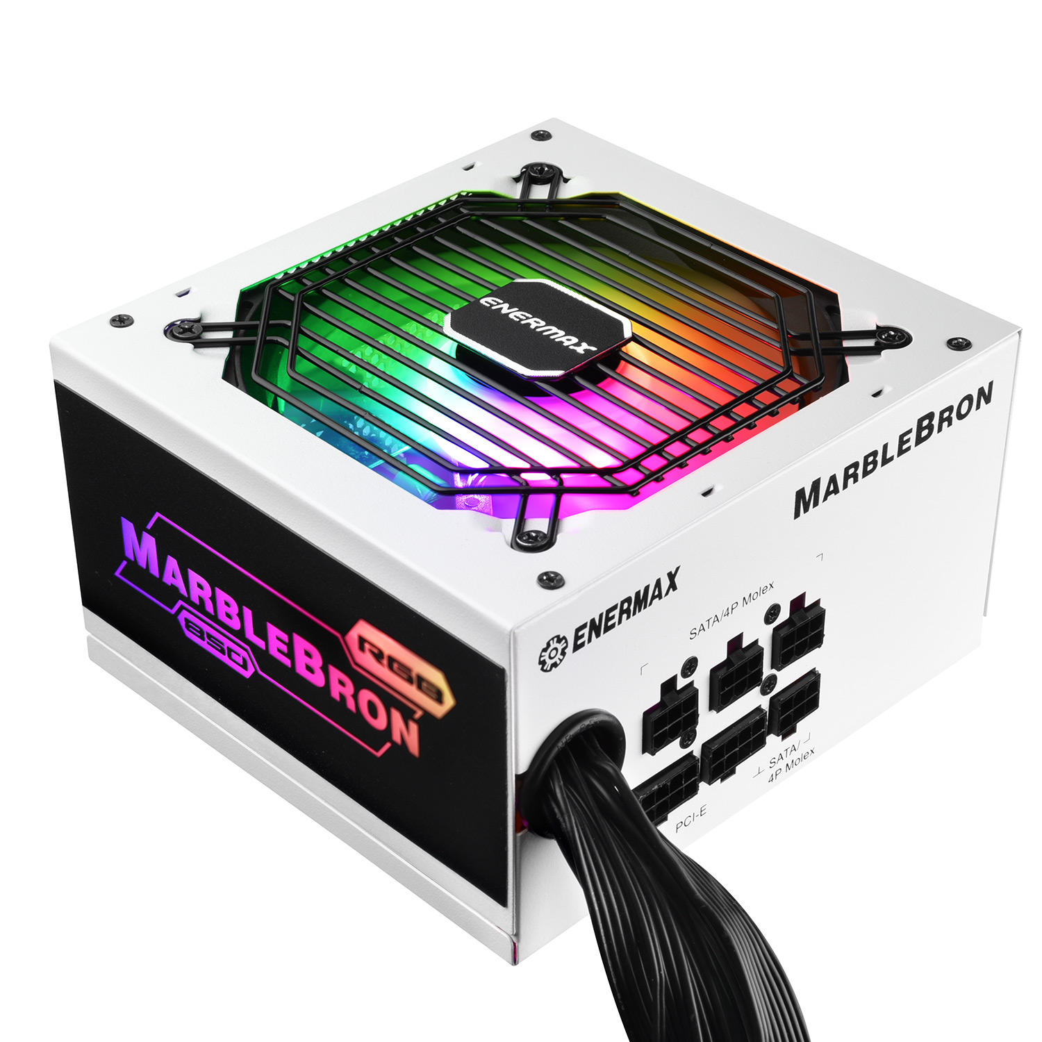 銅競魔 MARBLEBRON 850W 銅牌半模電源供應器-白色 RGB